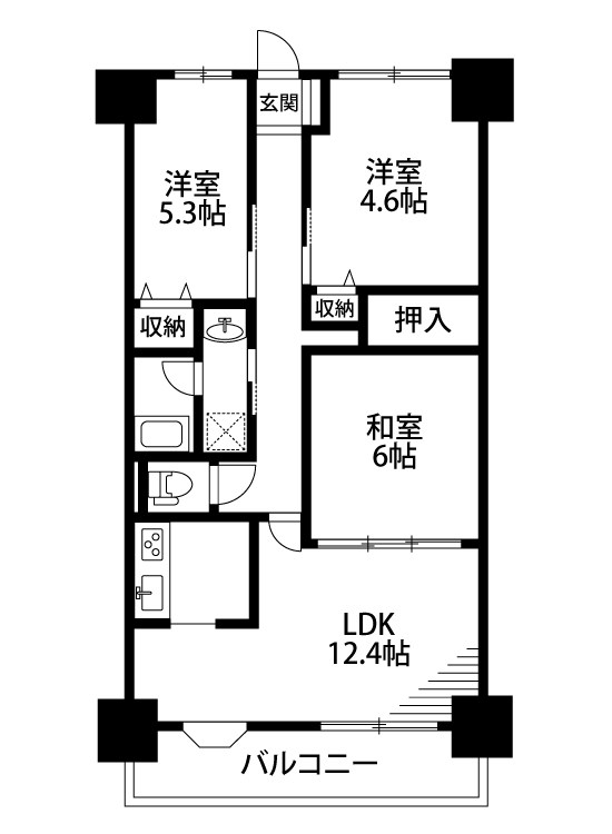 ダイアパレスシアース万代　南棟  903号室 間取り