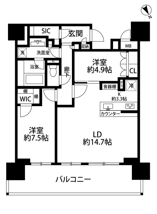 ザ・サーパスタワー新潟万代シティ 1819号室 間取り
