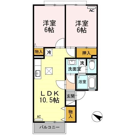 ニューロイヤル 103号室 間取り