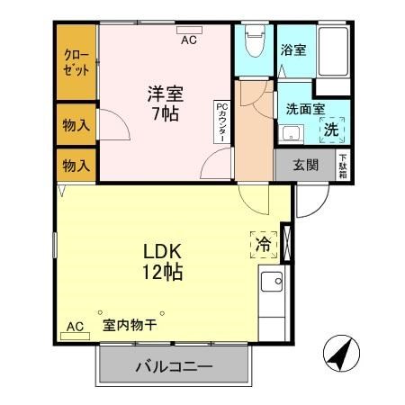サンライズ A201号室 間取り
