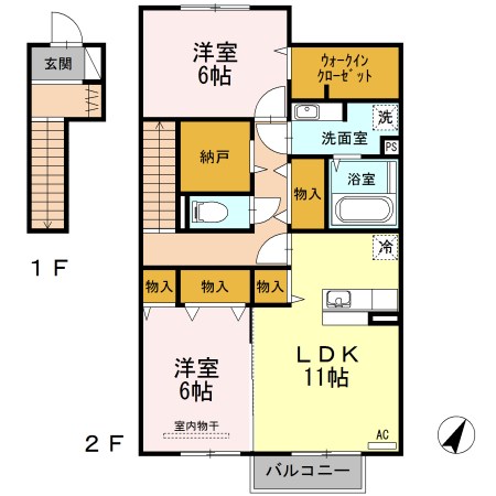 フジレスト 206号室 間取り