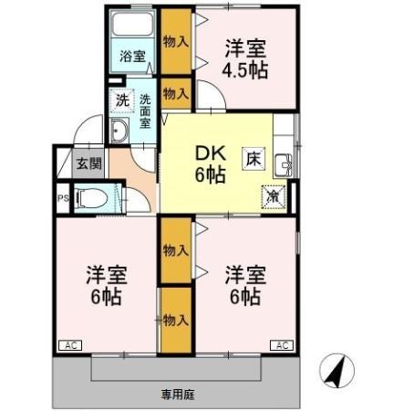 クレセント女池C 101号室 間取り
