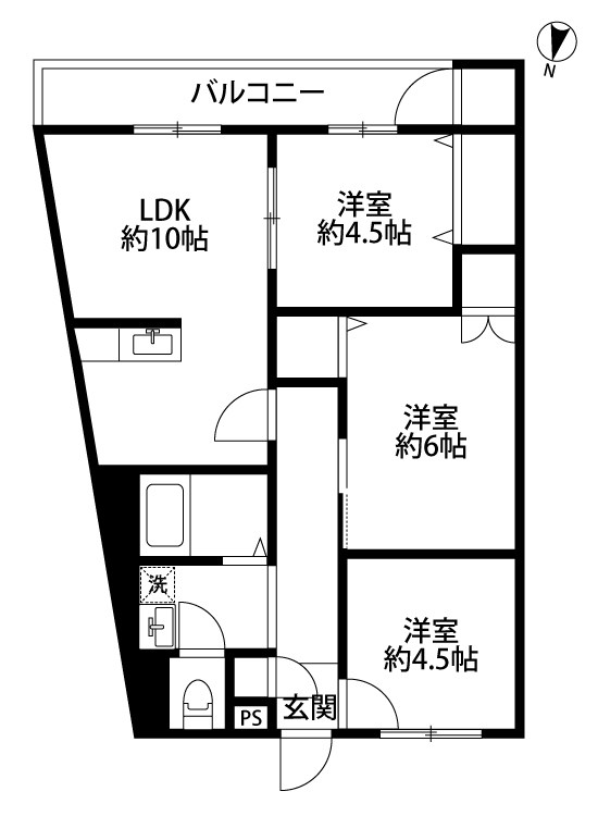 第２湖南グリーンハイツ  303号室 間取り