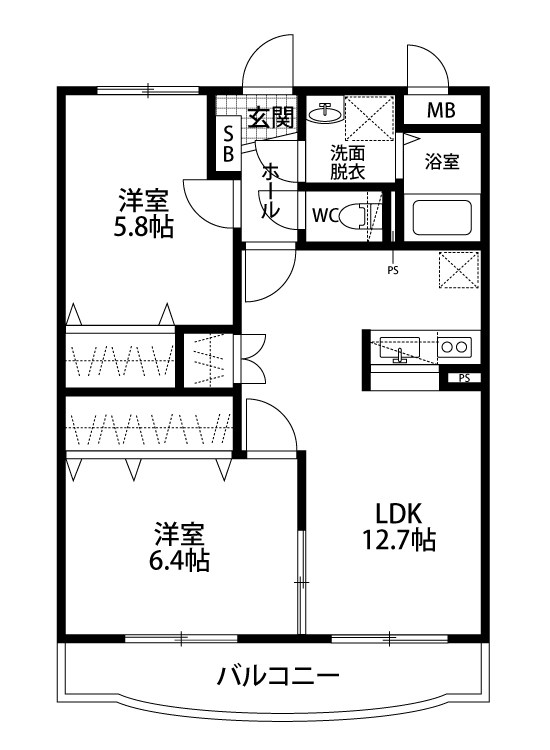 サンノーヴァ坂井東 303号室 間取り