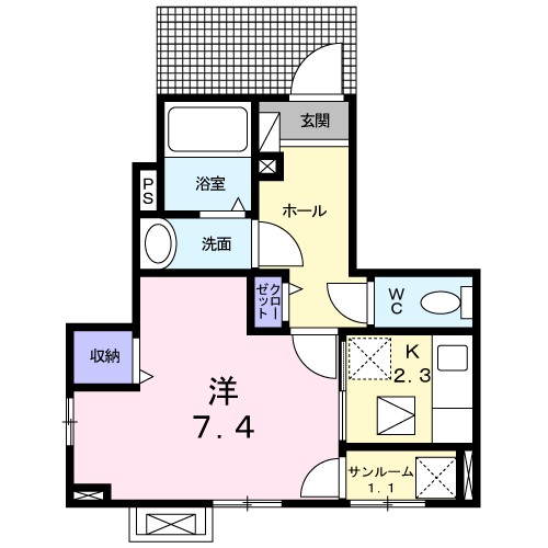 エレガンス 102号室 間取り