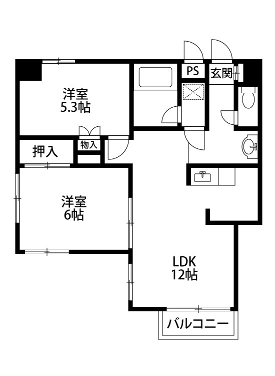 リバティープラザ東大通 206号室 間取り