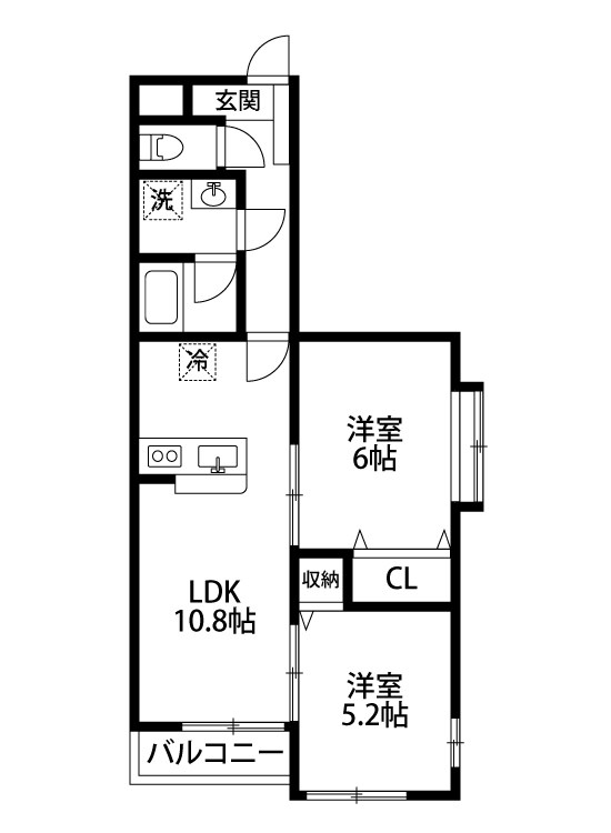 ホポロ大形本町 106号室 間取り