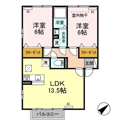 ヴィラージュ石山 101号室 間取り