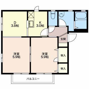 さくらヒルズⅡ 2201号室 間取り
