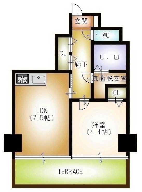 フェリシア東万代 401号室 間取り