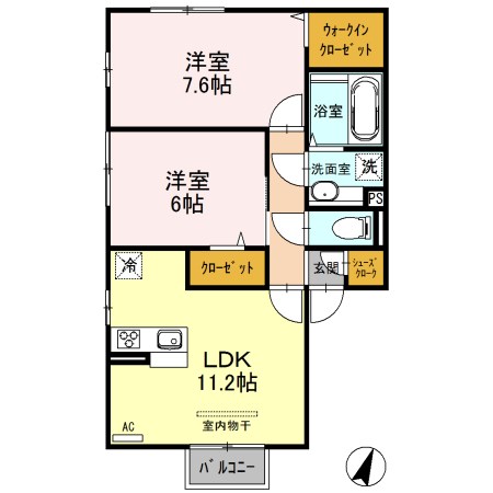 エスぺラール 201号室 間取り