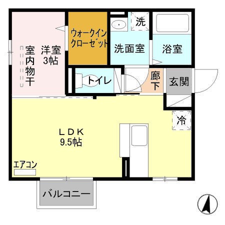 コスモB 201号室 間取り