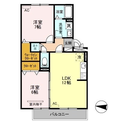 オッツ空港西 205号室 間取り