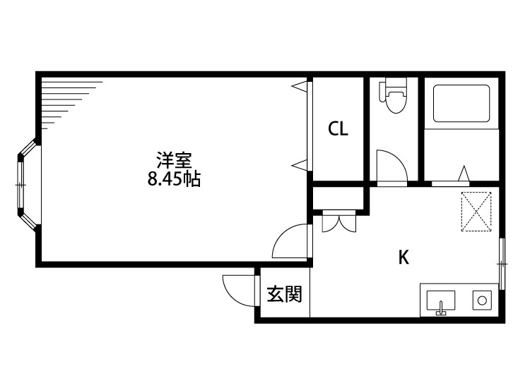 パインテイル 102号室 間取り