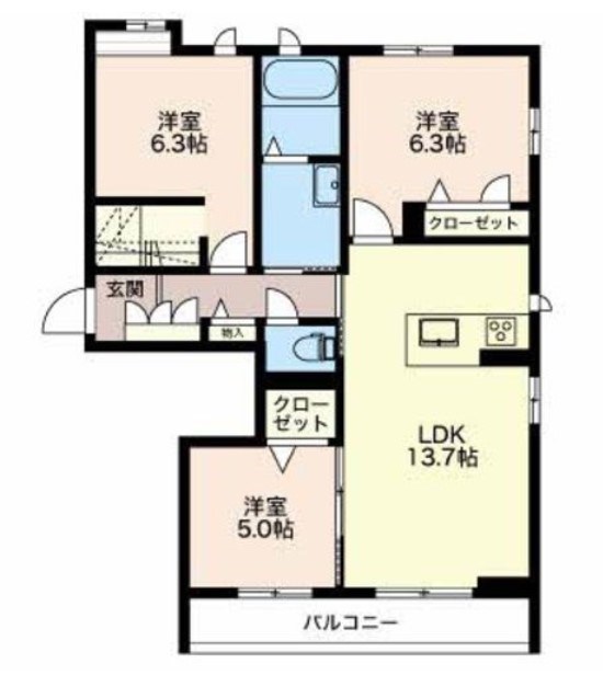 マストタウン神道寺 A106号室 間取り