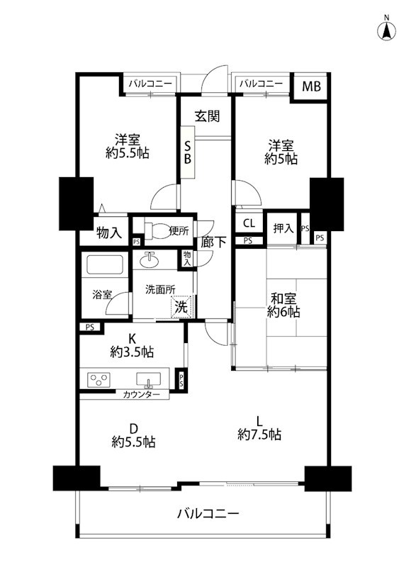ダイアパレスロイヤルシティ東幸町　東棟 1303号室 間取り