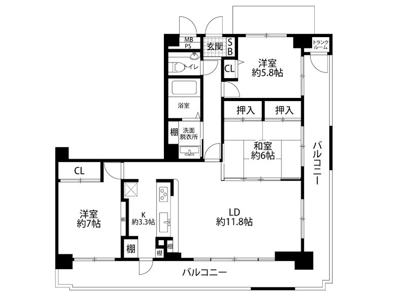 ダイアパレス女池上山 602号室 間取り