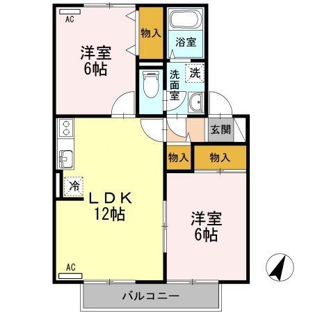 クレールコート　B 105号室 間取り