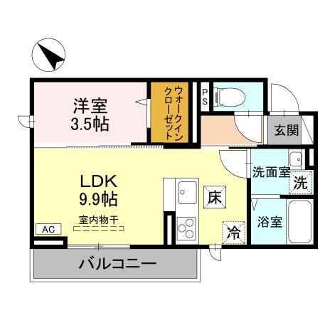 CLASSEUM幸西　Ⅳ 108号室 間取り