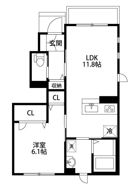 シャーメゾンSUMON早通Ⅲ 101号室 間取り