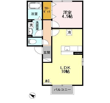 サニーフラット新通 103号室 間取り