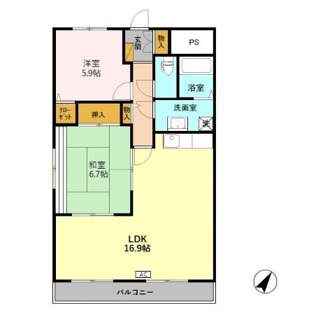 ディセット・ハイム牡丹山 107号室 間取り