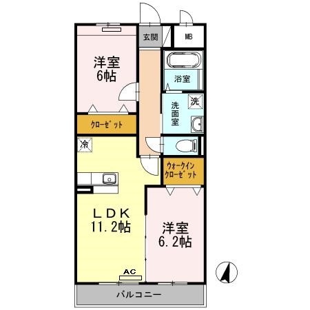 ウィステリアⅡ 308号室 間取り