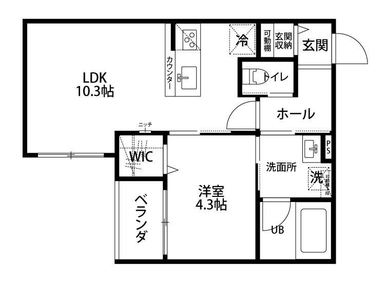 アンフィールド 302号室 間取り