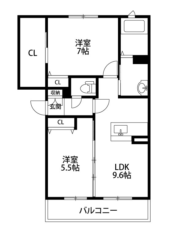 サンライズ弥生 102号室 間取り