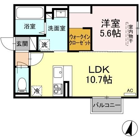 D-ROOM竹尾Ⅱ 101号室 間取り