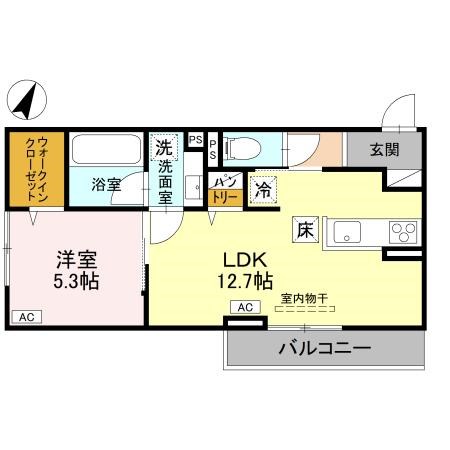 D-ROOM上所中  302号室 間取り