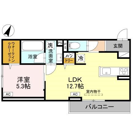 D-ROOM上所中  302号室 間取り