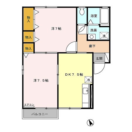 フォンティーヌ白銀 B101号室 間取り