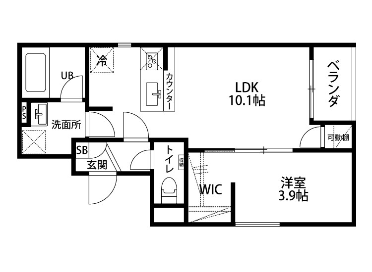 ラフィネ東大畑通 101号室 間取り