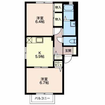 グリーンヒル8 201号室 間取り