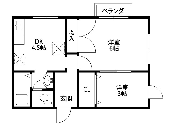 アンジュ 102号室 間取り