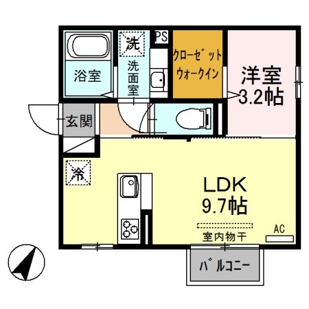 アメニティタウンⅢ　A棟 205号室 間取り