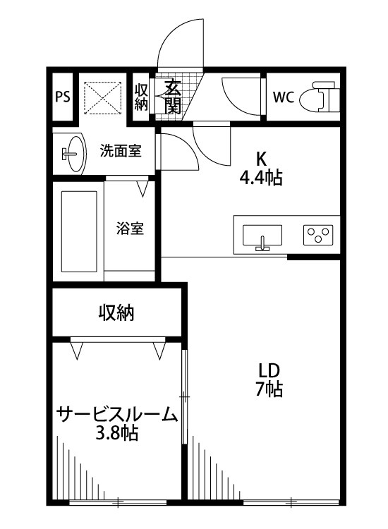 モナベルⅡ 202号室 間取り