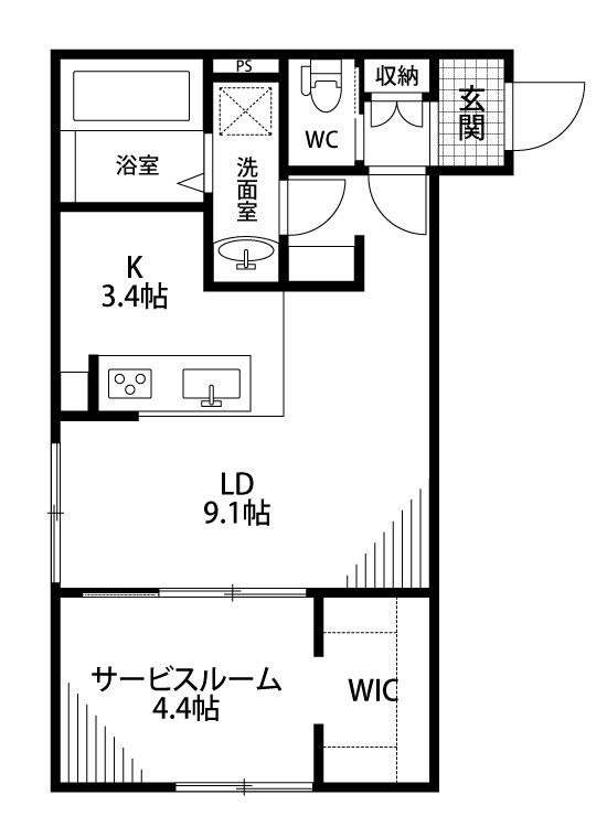 モナベルⅡ 203号室 間取り