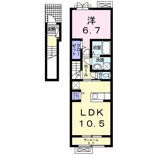 カサフェリスＢ 202号室 間取り