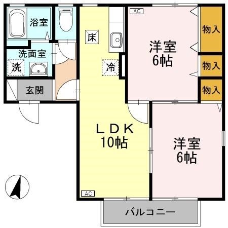 アコール近江 B103号室 間取り