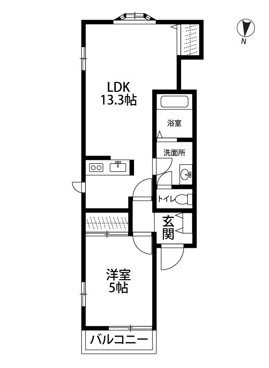 チャンティックゆたか 102号室 間取り