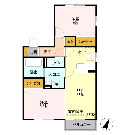 アステールⅡ B101号室 間取り
