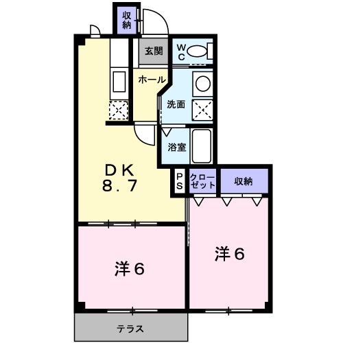 ラフィネ　Ａ 102号室 間取り