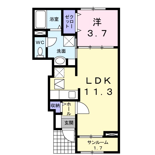 Ｄｅａｒ　ｃｏｕｒｔ　Ⅲ 101号室 間取り