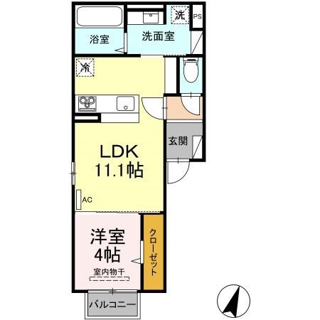 D-ROOM竹尾Ⅱ 103号室 間取り