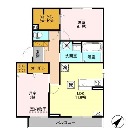 サンソレイユ 101号室 間取り