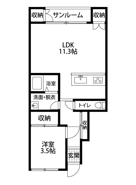HappyWing 1-B号室 間取り