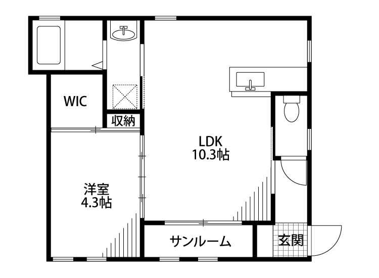 アン・フルール 1-B号室 間取り