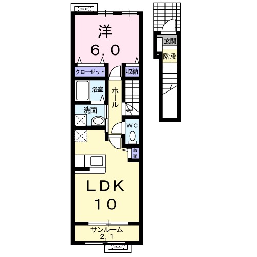 シャルマン河渡 202号室 間取り